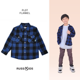 Russ Kids Shirt Flannel Long Sleeve Kids Plot Blue