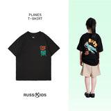 Russ Kids Tshirt Combed 30S Kids Planes Black