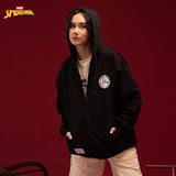 Sweater Hoodie Fleece Spiderman Hoodie Zipper 01 Black