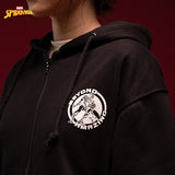 Sweater Hoodie Fleece Spiderman Hoodie Zipper 01 Black