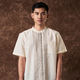 Alasha Koko Motif Shirt Short Sleeve Cream