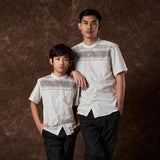 Alhibal Koko Motif Shirt Short Sleeve Cream