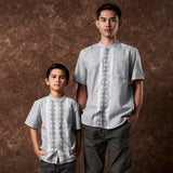 Hafif Koko Motif Shirt Short Sleeve Grey