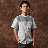 Yashfi Koko Motif Shirt Short Sleeve Grey