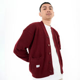 Russ Sweater Cardigan Knitting Rajut Tweed Maroon