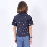 Russ Kids Flums Shirt Short Sleeve Navy Blue