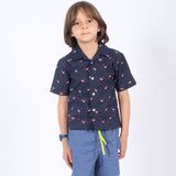 Russ Kids Flums Shirt Short Sleeve Navy Blue