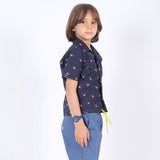 Russ Kids Flums Shirt Short Sleeve Navy Blue
