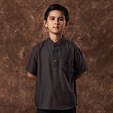 Russ Kemeja Koko Tangan Pendek Qurth Dark Grey