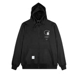 Sweater Hoodie Zipper Fleece Wording Black