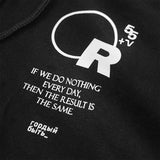 Sweater Hoodie Zipper Fleece Wording Black