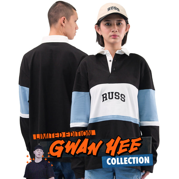 Russ X Gwan Hee Poloshirt Rugby Tangan Panjang Guard Black [PRE ORDER]