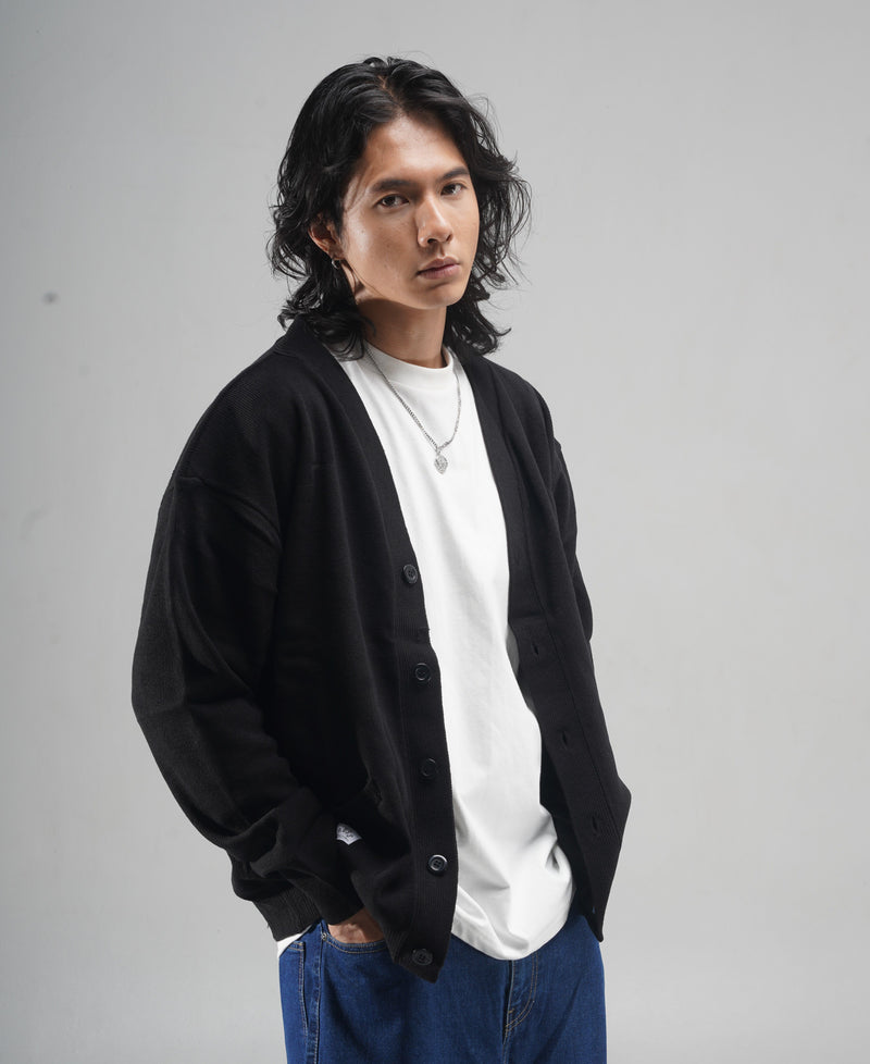 Russ Sweater Cardigan Acrylic Rajut Finest Black