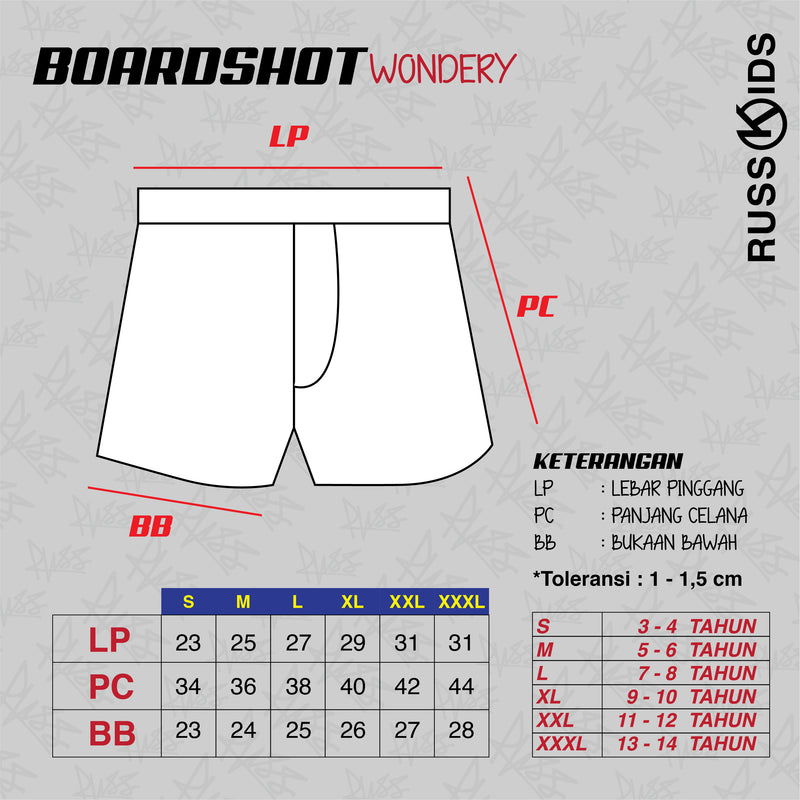 Size Chart Size 11 Shorts Russ Kids Celana Chino Pendek Anak