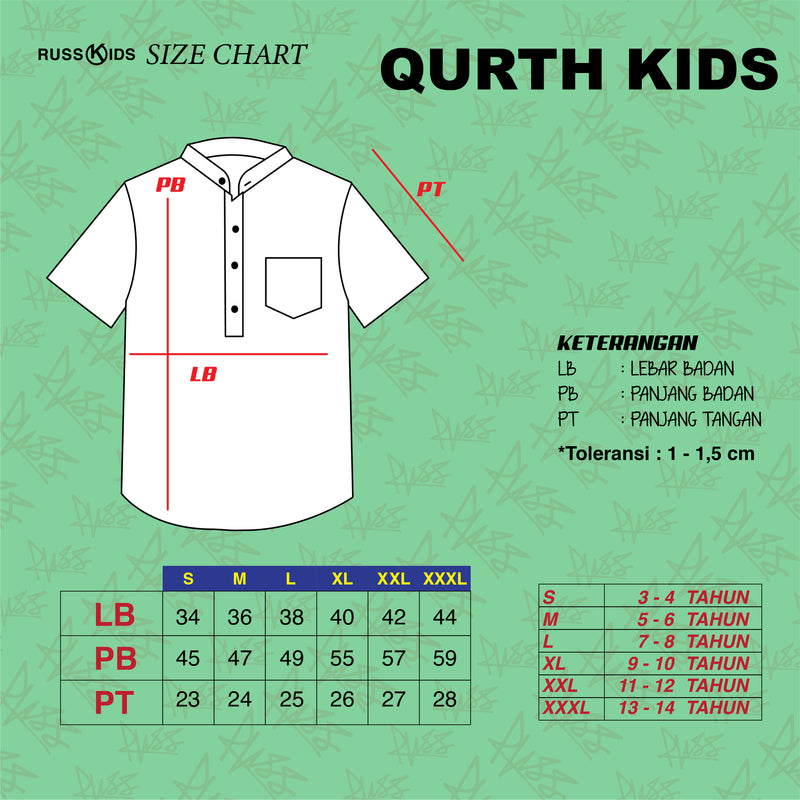 Russ Kids Shirt Koko Anak Tangan Pendek Motif Wakan Blue