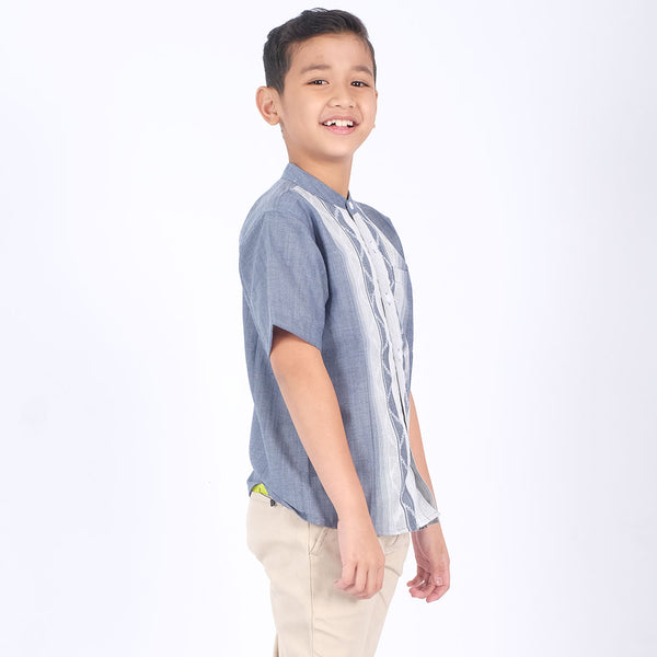 Russ Kids Shirt Koko Anak Tangan Pendek Motif Wakan Blue