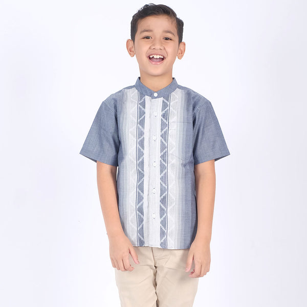 Russ Kids Shirt Koko Anak Tangan Pendek Motif Wakan Blue