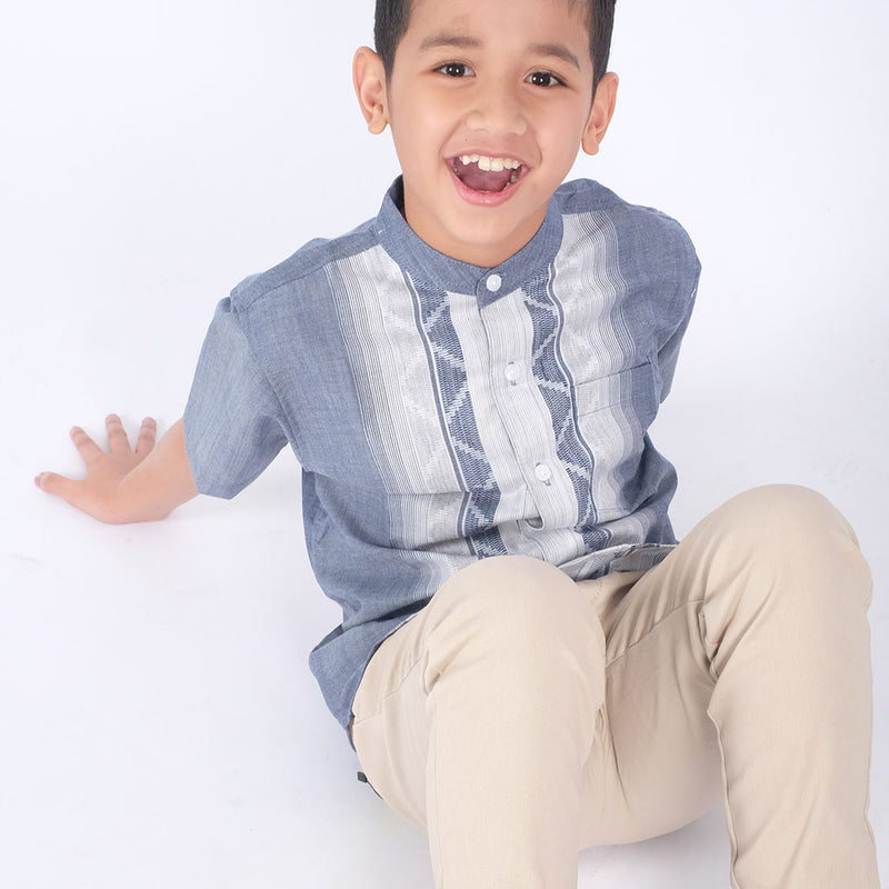 Russ Kids Shirt Koko Anak Tangan Pendek Motif Wakan Blue