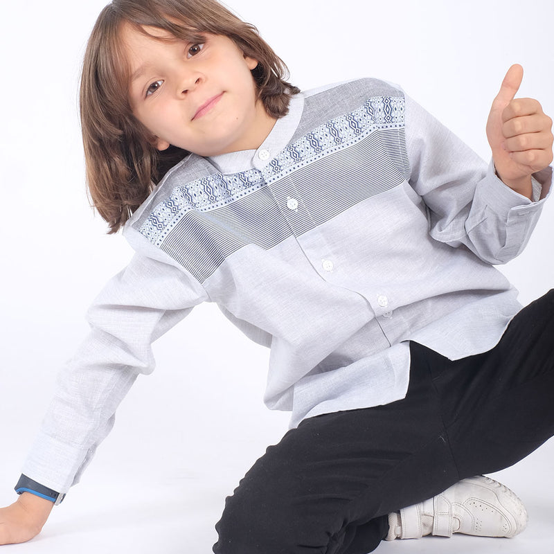 Russ Kids Shirt Gazie Long Sleeve Grey