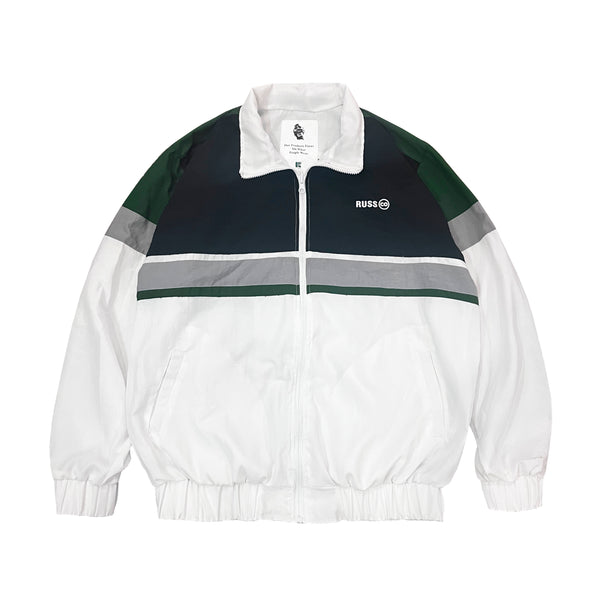 Russ Jaket Resleting Parasut Trois Putih