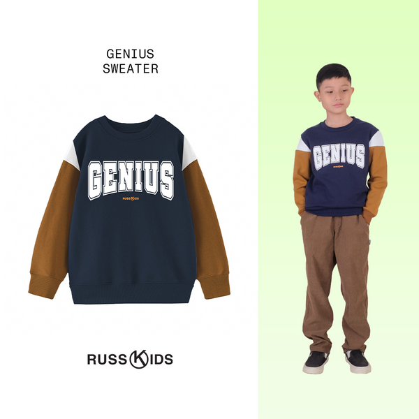 Russ Kids Sweater Crewneck Anak Genius Navy Blue