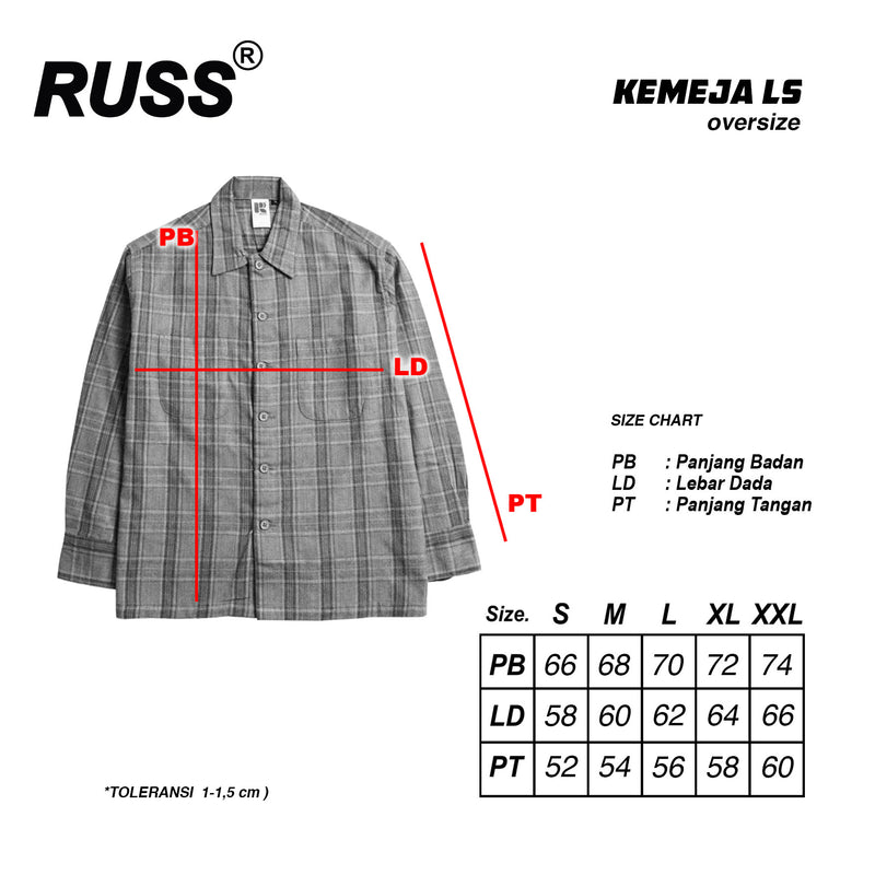 Russ Shirt Kemeja Flannel Tangan Panjang Linez Black