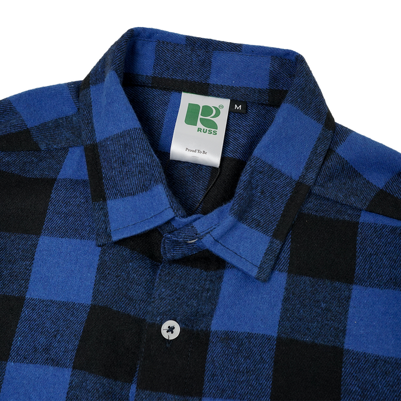 Russ Shirt Kemeja Flannel Tangan Panjang Plot Blue