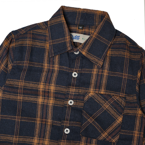 Russ Kids Shirt Kemeja Flannel Anak Tangan Panjang Broodies Brown