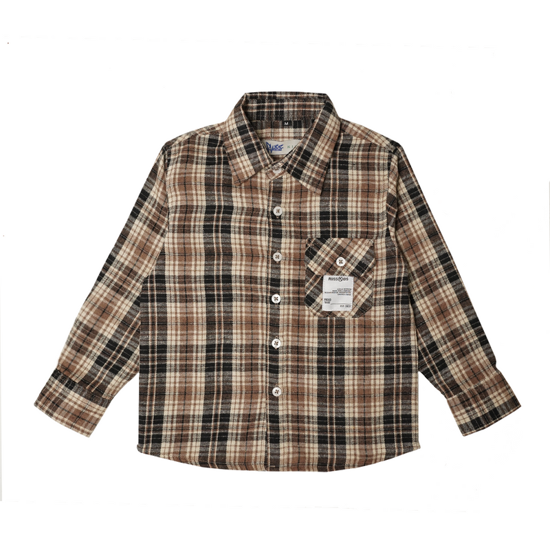 Russ Kids Shirt Kemeja Flannel Anak Tangan Panjang Caves Brown