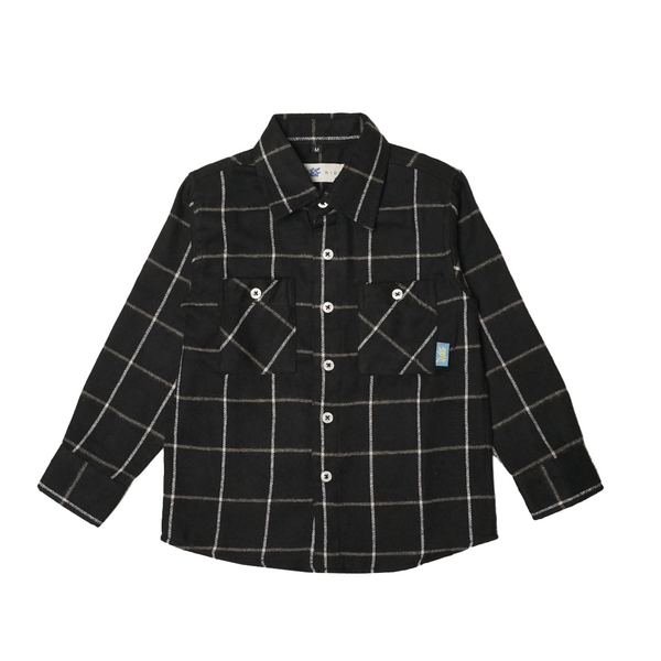 Russ Kids Shirt Kemeja Flannel Anak Tangan Panjang Linez Black