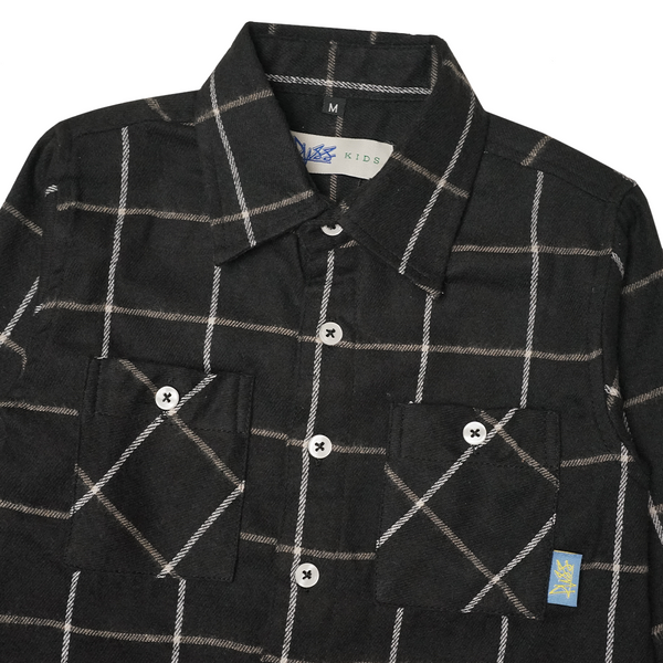 Russ Kids Shirt Kemeja Flannel Anak Tangan Panjang Linez Black