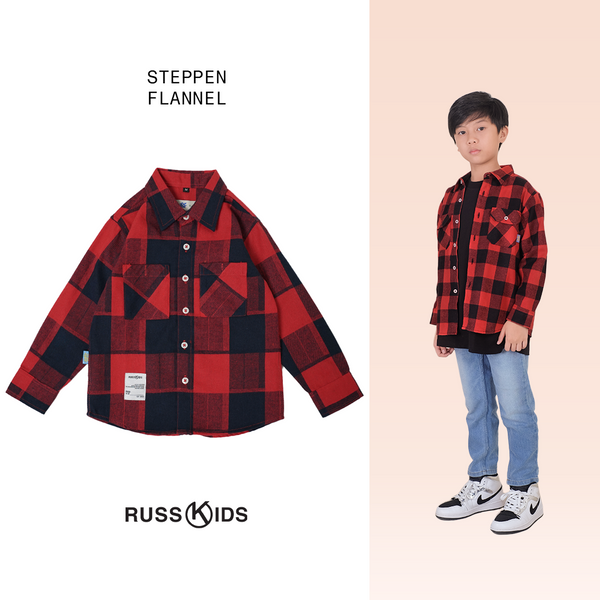 Russ Kids Shirt Kemeja Flannel Anak Tangan Panjang Steppen Red