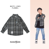 Russ Kids Shirt Kemeja Flannel Anak Tangan Panjang Whitelines Blue