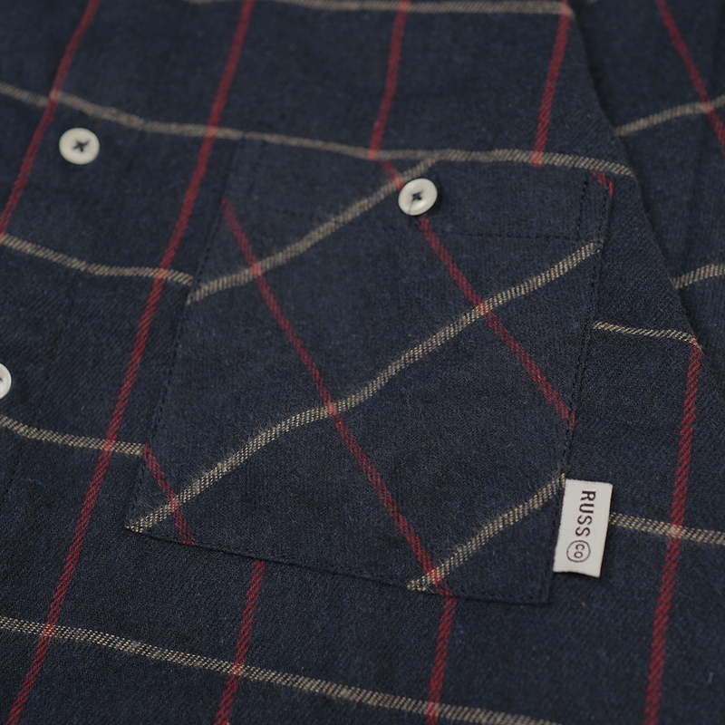 Russ Shirt Kemeja Flannel Tangan Panjang Linez Navy Blue