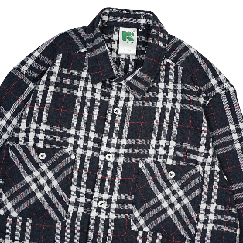 Russ Shirt Kemeja Flannel Tangan Panjang Reddot Navy Blue