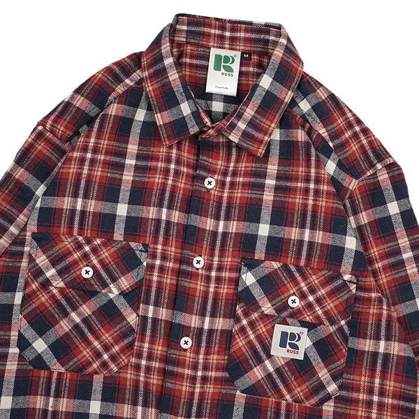 Russ Shirt Kemeja Flannel Tangan Panjang Redskull Red