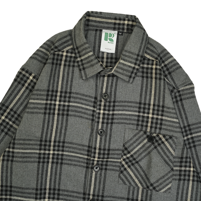 Russ Shirt Kemeja Flannel Tangan Panjang Whitelines Blue