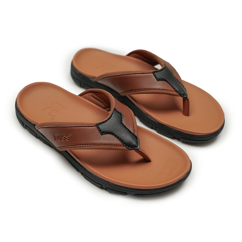 Russ Sandal Jepit Kulit Arus Brown