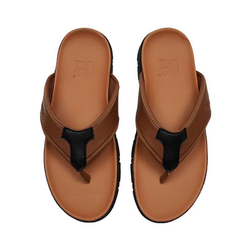 Russ Sandal Jepit Kulit Arus Brown