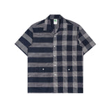 Russ Shirt Kemeja Lengan Pendek Linen Motif River Navy