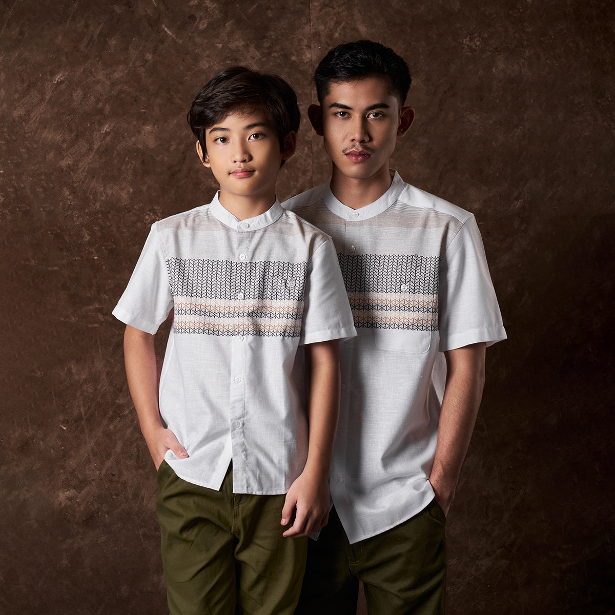 Haqil Koko Motif Shirt Short Sleeve White | Russ & Co