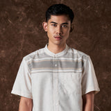 Alhibal Koko Motif Shirt Short Sleeve Cream
