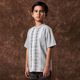 Hafif Koko Motif Shirt Short Sleeve Grey