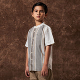 Yalwi Koko Motif Shirt Short Sleeve Cream
