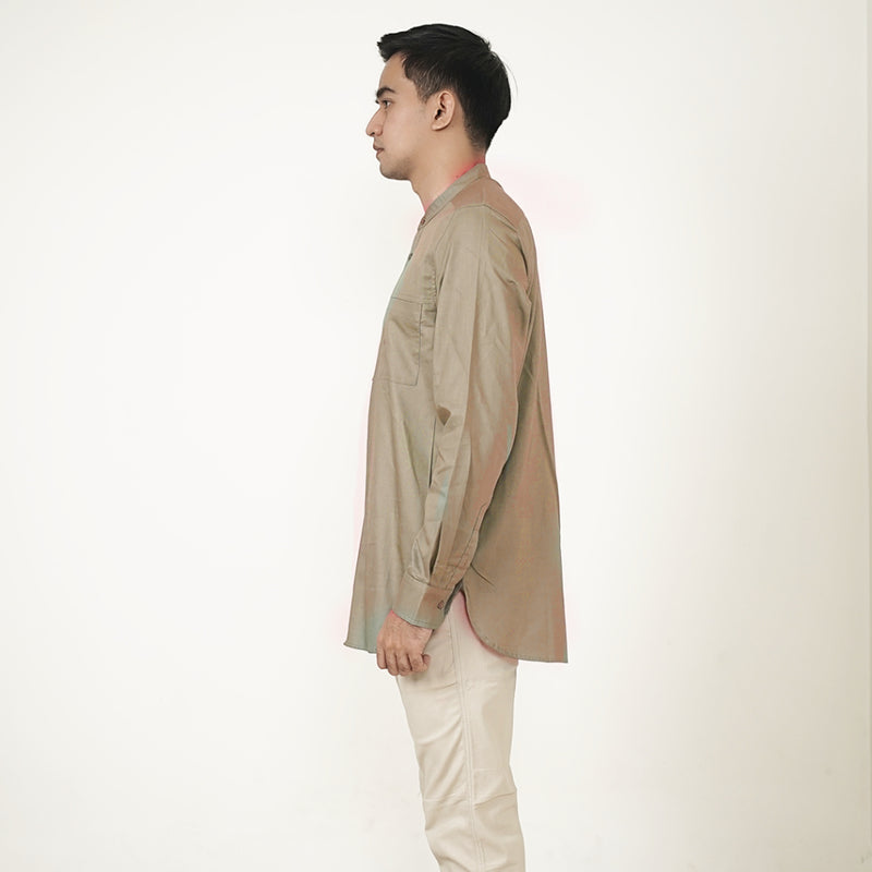 Russ Kemeja Koko Qurta Pria Tangan Panjang Alta Khaki