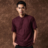Russ Kemeja Koko Pria Tangan Pendek Qurth Maroon