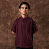 Russ Kemeja Koko Pria Tangan Pendek Qurth Maroon