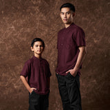 Russ Kemeja Koko Pria Tangan Pendek Qurth Maroon