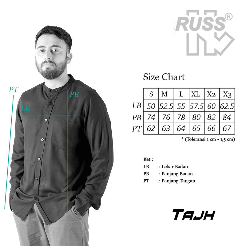 Kemeja Tajh Pria Russ X Heavenlight Hitam