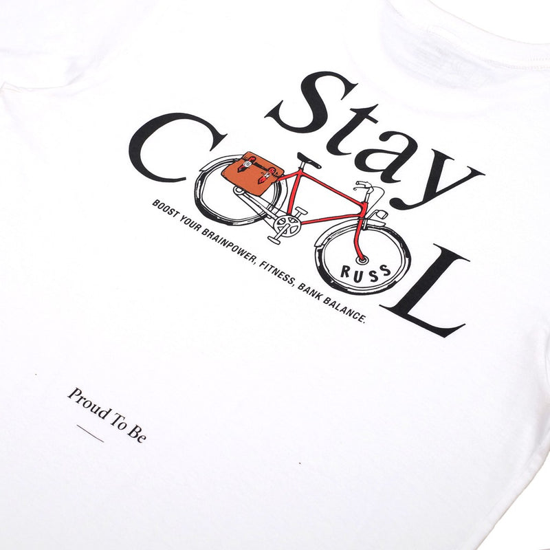 Russ Tshirt Kaos Pria Bicycling White